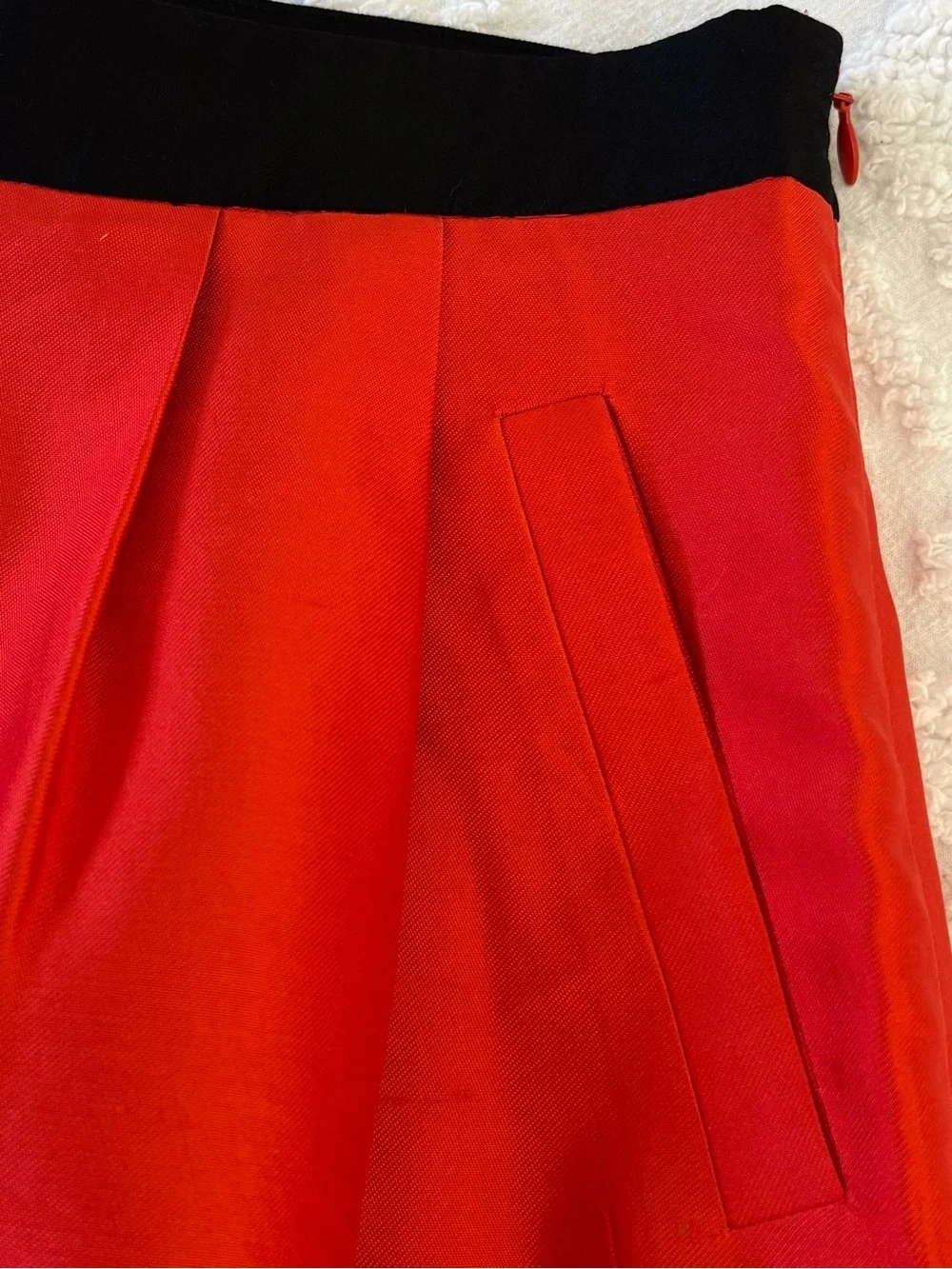 kate spade Skirt Silk Blend Red Pink Black Grosgrain Bow A-Line Pockets lined 12